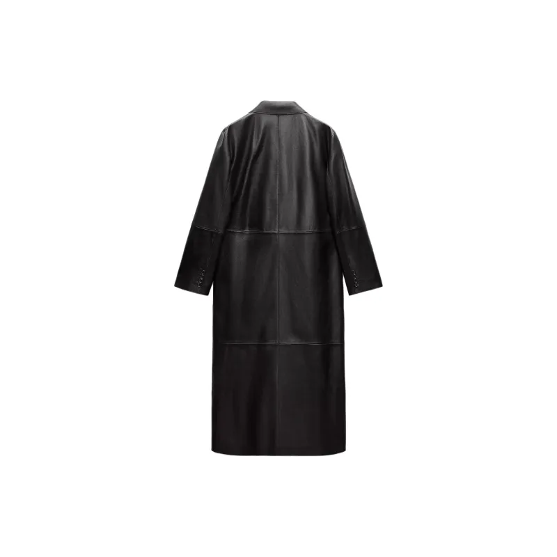 ZARA ZW Series Leather Jacket Women's Black-1