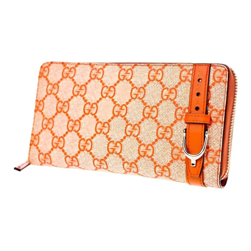 GUCCI Ophidia Canvas With Leather Wallet Small Size Women's Orange-1