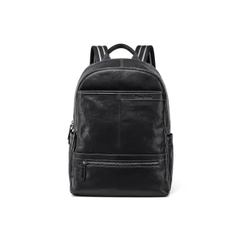 BISON DENIM Cow Leather Backpack Regular Men's Black