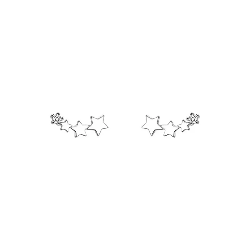 Mr. Shang S925 Silver With Zircon Stud Earrings Unisex-5
