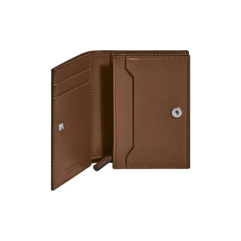 MONTBLANC Leather Wallet Men's Dark Pool Blue With Brown Accents-4
