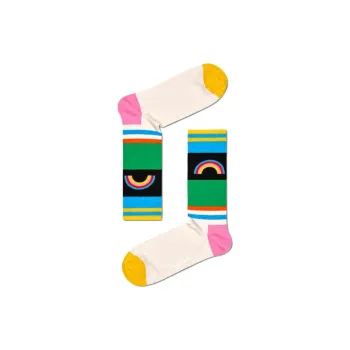 Happy Socks Mid Calf Socks Unisex 1 Pack Stripes Rainbow
