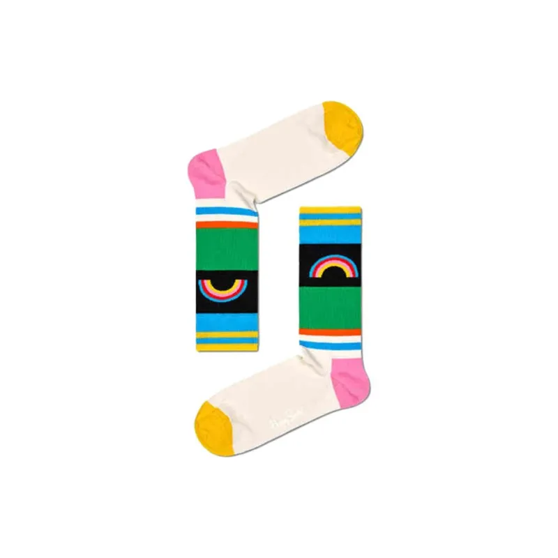 Happy Socks Mid Calf Socks Unisex 1 Pack Stripes Rainbow-0