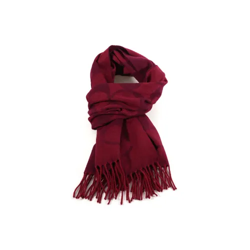 COACH Sheep Wool Knit Scarves Unisex Red