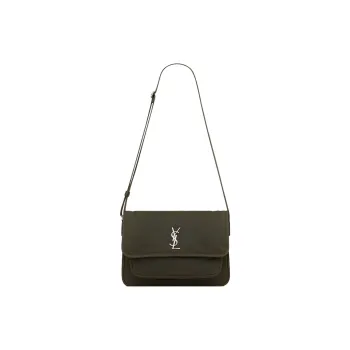 SAINT LAURENT Niki Cotton Shoulder Bag Crossbody Bag Men's Dark Khaki
