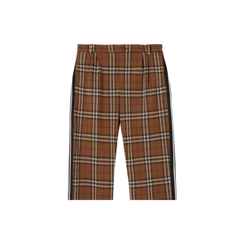 Burberry Side Stripe Check Jacquard Wide Leg Trousers-4