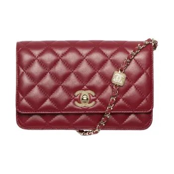 CHANEL Sheepskin With Rhinestone Shoulder Bag, Crossbody Bag, Wallet Women's Burgundy