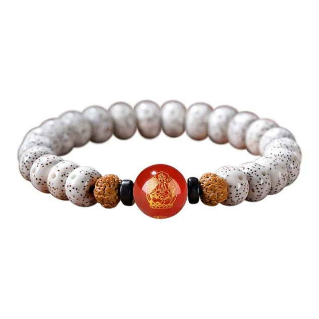 FANGYUANXIAOFU Star Moon Bodhi Seeds Single Wrap Beaded Bracelet Unisex-1