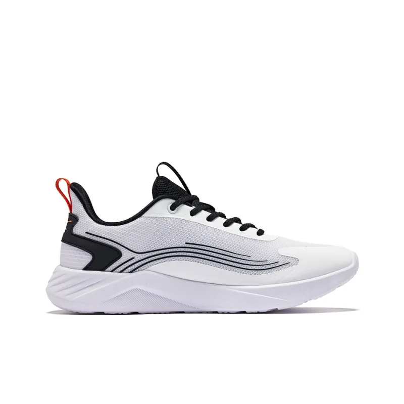 Erke Cushioning Breathable Low-Top Casual Running Shoes Men's White Black-1