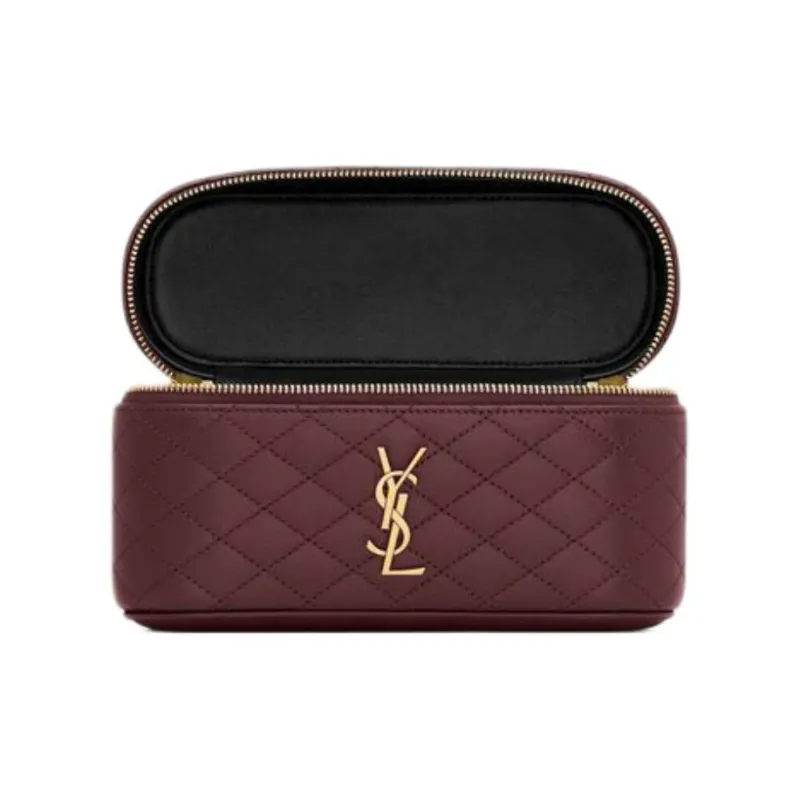 SAINT LAURENT Lambskin Portable Crossbody Bag, Shoulder Bag Women's Cabernet Sauvignon Red-5