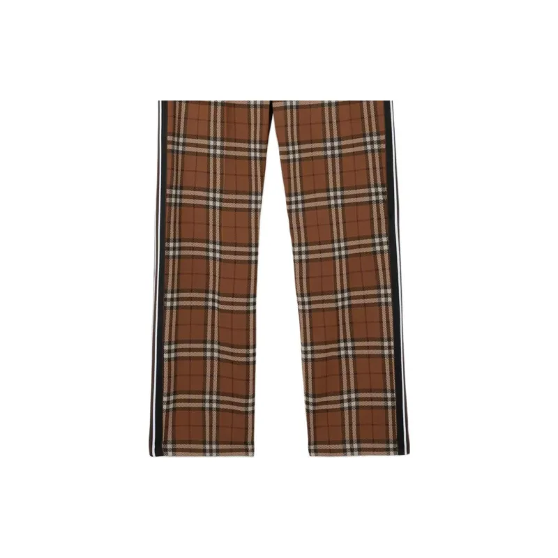 Burberry Side Stripe Check Jacquard Wide Leg Trousers-5