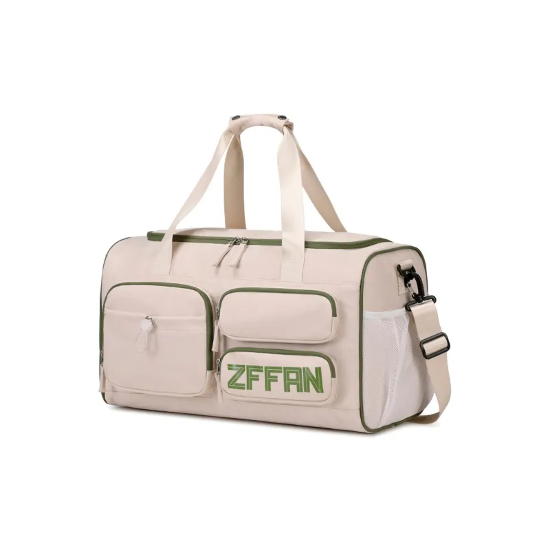 ZUOFEIFAN Nylon Crossbody Bag Travel Bag Women's Beige With Green-2