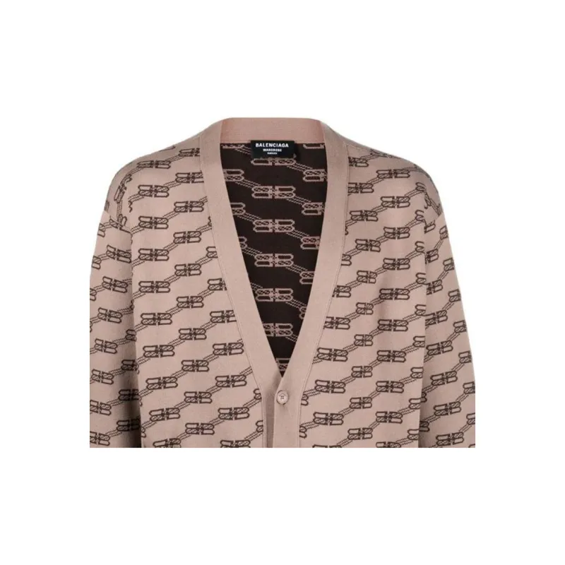 Balenciaga Logo Intarsia Knit Cardigan-4