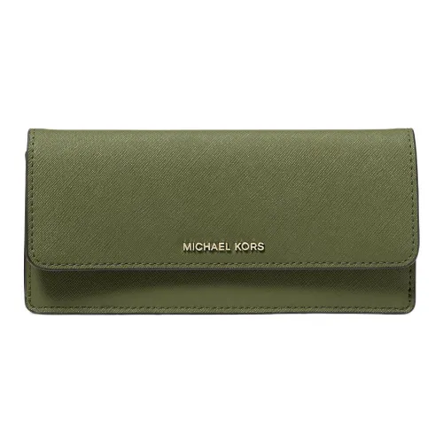 MICHAEL KORS Jet Set Cross-Stitch Leather Wallet Large Size Women's Green