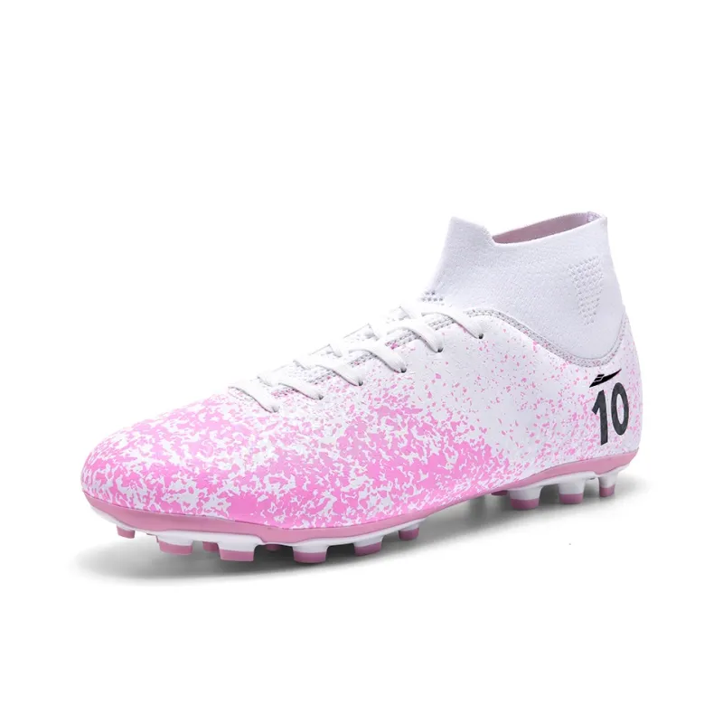 Kuding Soccer Shoes Unisex High Top Pink/Black/Gold/Blue/White-1