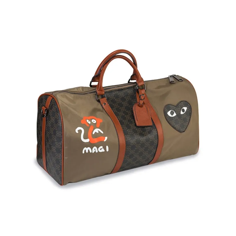 CLEVER& KETCH PU Travel Bags Gym Bags Handbags Unisex Khaki/Black-1