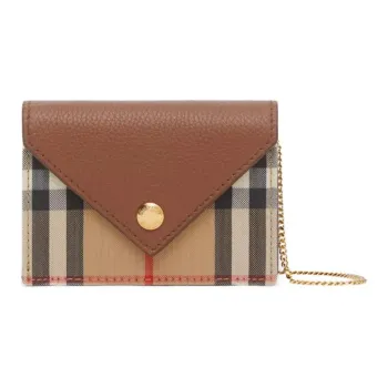Burberry Polyester Cotton Blend Card Holder Wallet Crossbody Bag Shoulder Bag Women's Brown