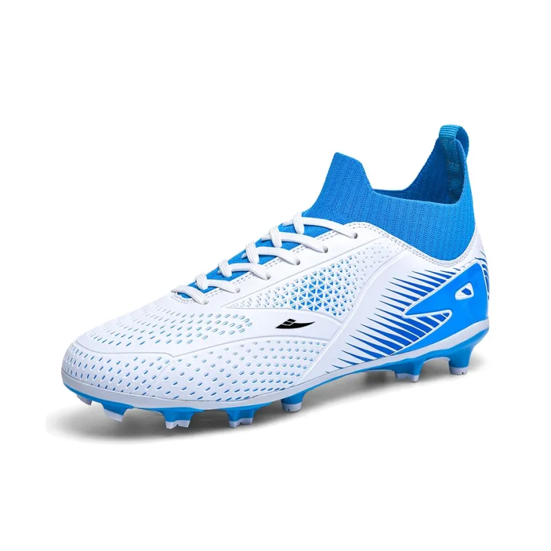 Kuding Soccer Shoes Unisex Mid Top Aqua/White Blue/Black Green-4