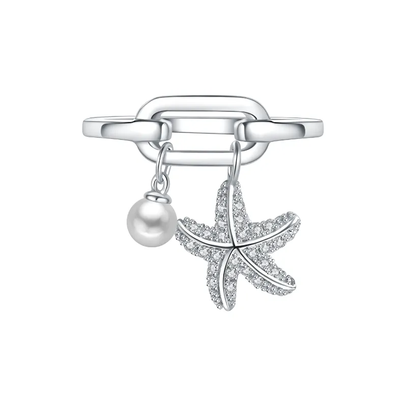 BABYBEI 925 Sterling Silver Pearl Dynamic Fresh Niche Individual Design Sparkling Ocean Style Rings Women's-1