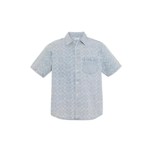 COACH Shirts Men Light Blue