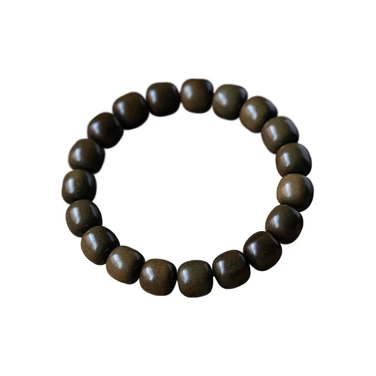 FANGYUANXIAOFU Laoshan Sandalwood Plain Circle Beaded Bracelet Unisex-4