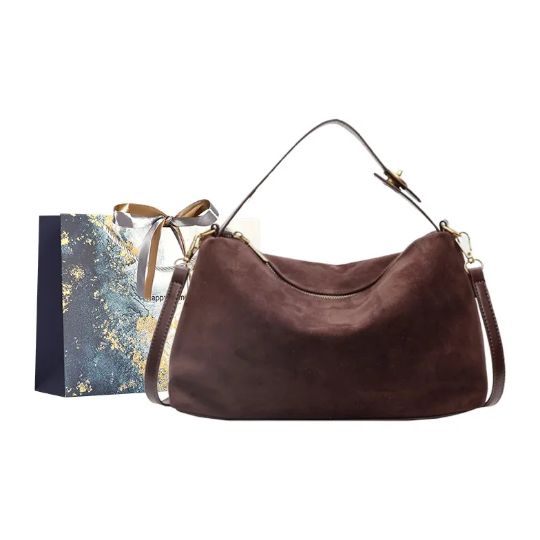 Iman's House PU Handbag, Crossbody Bag, Shoulder Bag Women's Suede Brown/Suede Coffee/Suede Black-5