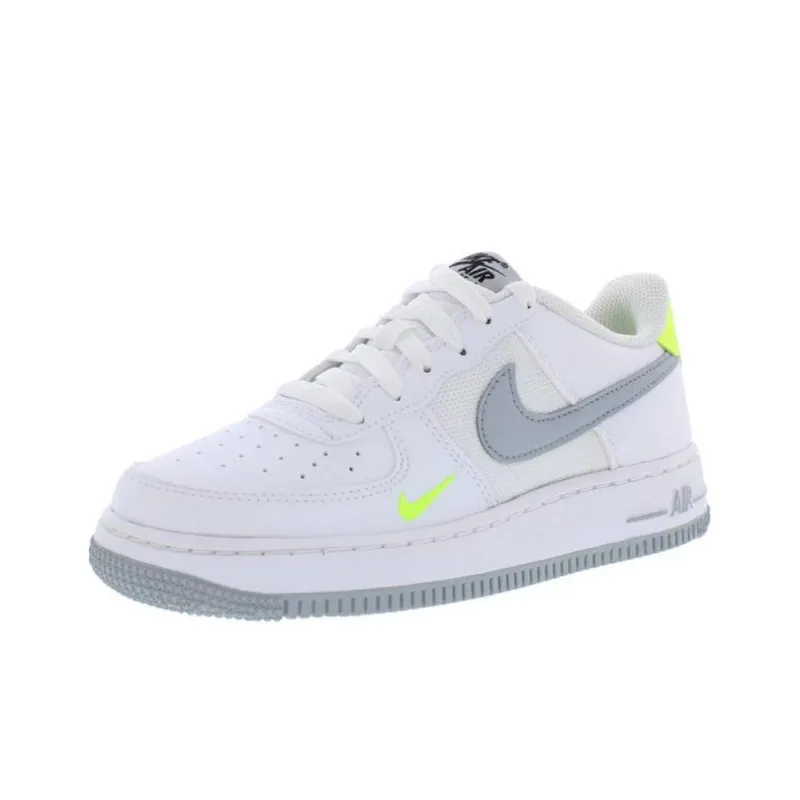Nike Air Force 1 Anti Slip Wear Resistant Low Top Kids' Skateboarding Shoes White Gray Teenagers-0