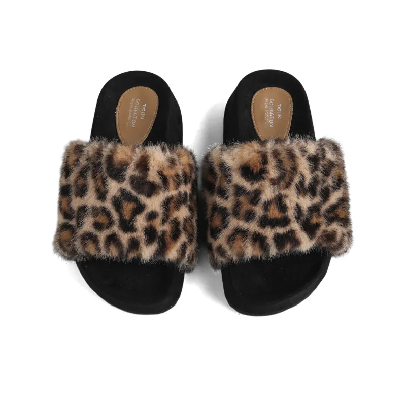 DOLIN COLLECTION Slip Resistant Slide Slippers Women's Leopard Print-7