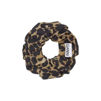 GANNI Cotton Hair Ties Women's Leopard Print