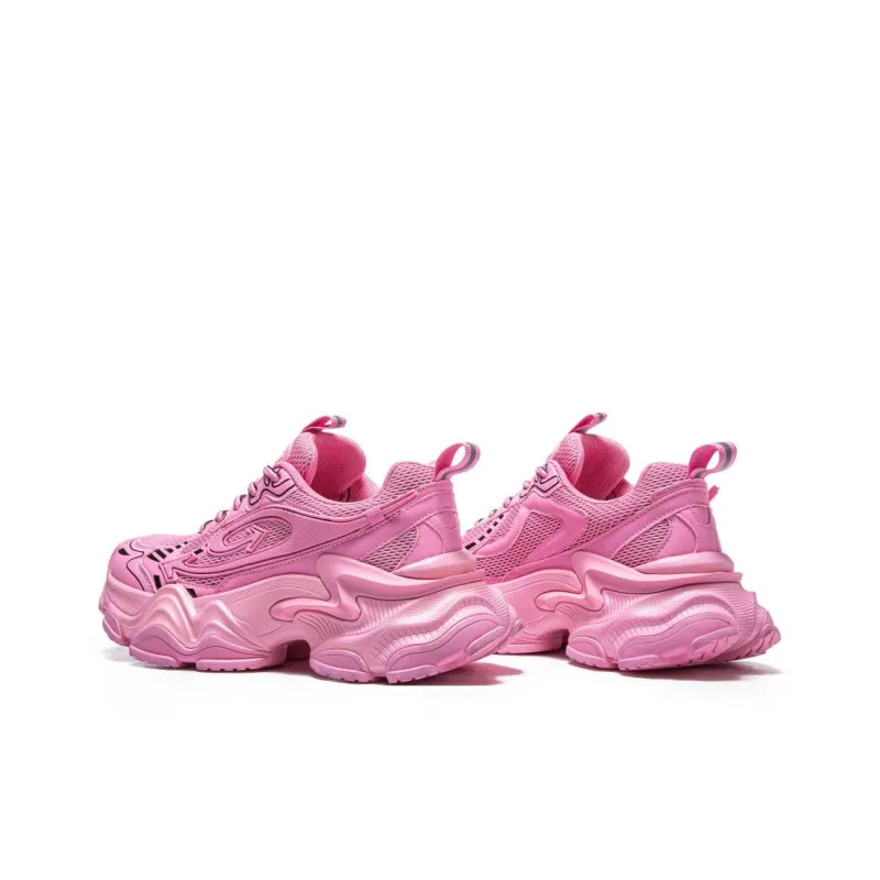 PONGFINITY Slip Resistant Shock Absorbers With Abrasion Resistant Properties Low Top Chunky Sneakers Women's Peach Pink-2