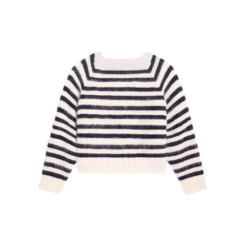 CELINE Women's Zip Up Crop Top In Athletic Knit Grey/Off White-1