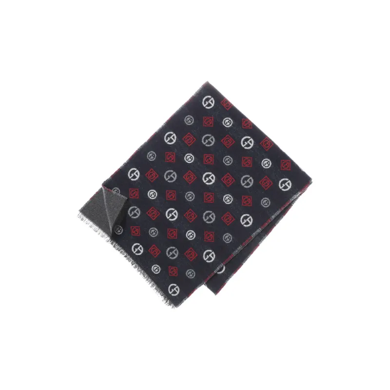 GIORGIO ARMANI Wool Cashmere Silk Knit Scarves Men's Blue-1