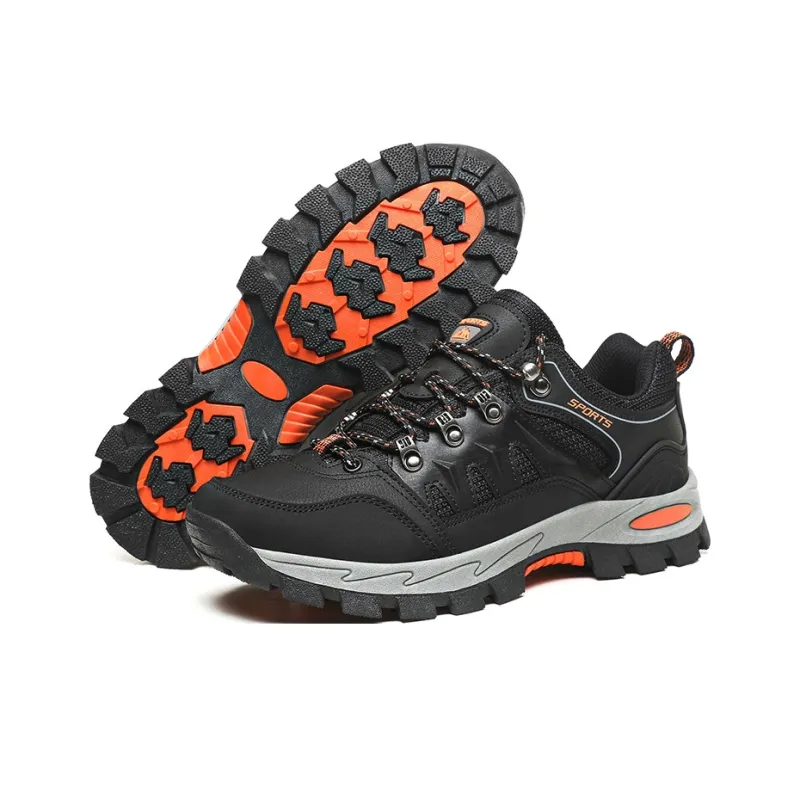 BIANSULONG Cushioned Wear-Resistant Warm Low-Top Hiking Shoes Unisex Black-1