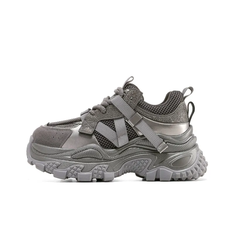 C°BANNER Wear resistant And Lightweight Low Top Chunky Sneakers Women's Gunmetal-0