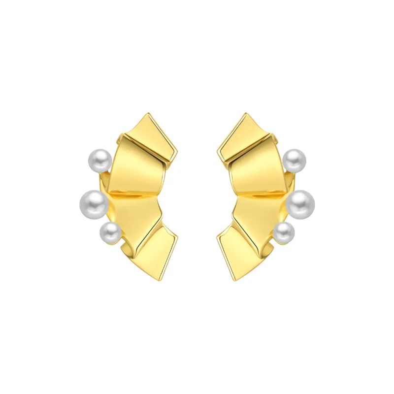 BABYBEI Shell Pearl Stud Earrings Women's-0