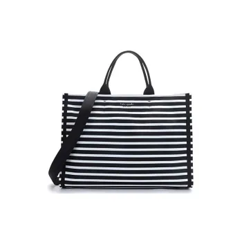 Kate Spade Fabric Tote Bag, Shopping Bag, Shoulder Bag, Handbag Tubas Women's Black White Stripes