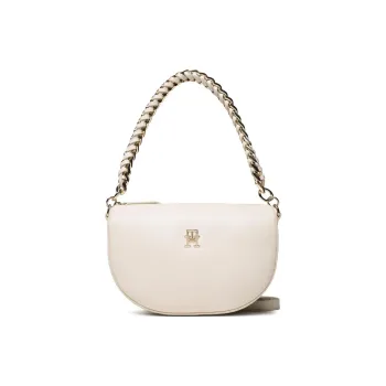 Tommy Hilfiger Faux Leather One Shoulder Handbags Small Size Women's Ecru