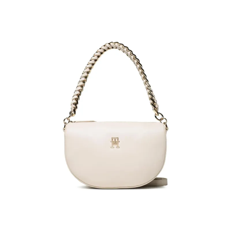 Tommy Hilfiger Faux Leather One Shoulder Handbags Small Size Women's Ecru-0