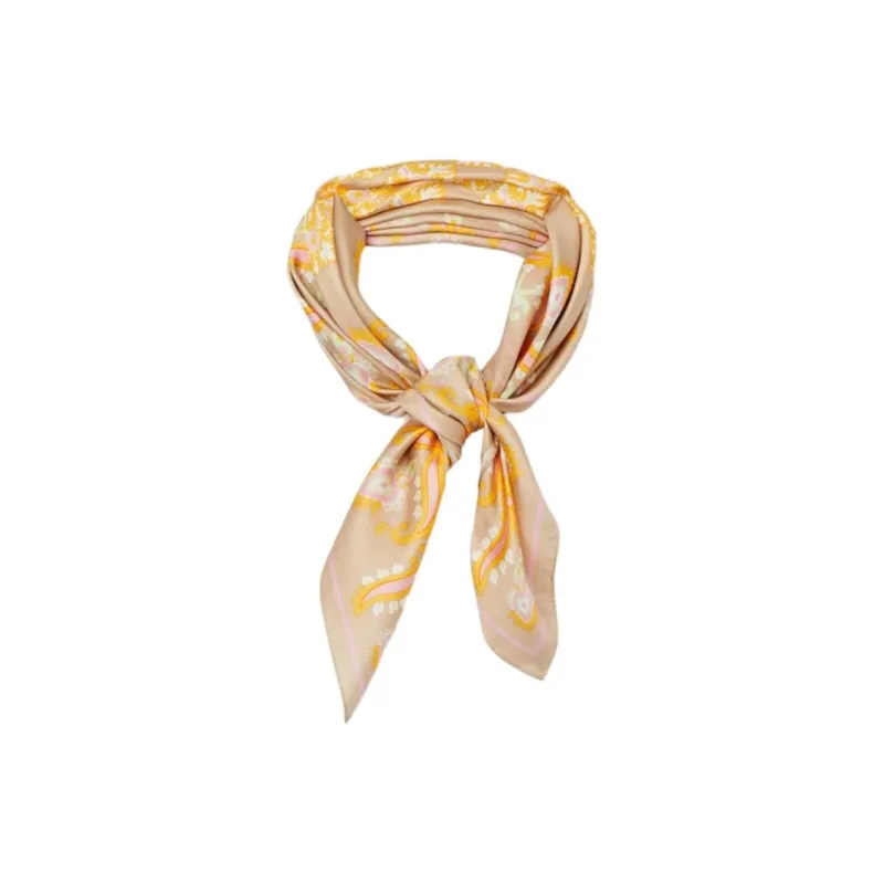 Sandro Mulberry Silk Silk Scarves Women's Beige Yellow-1