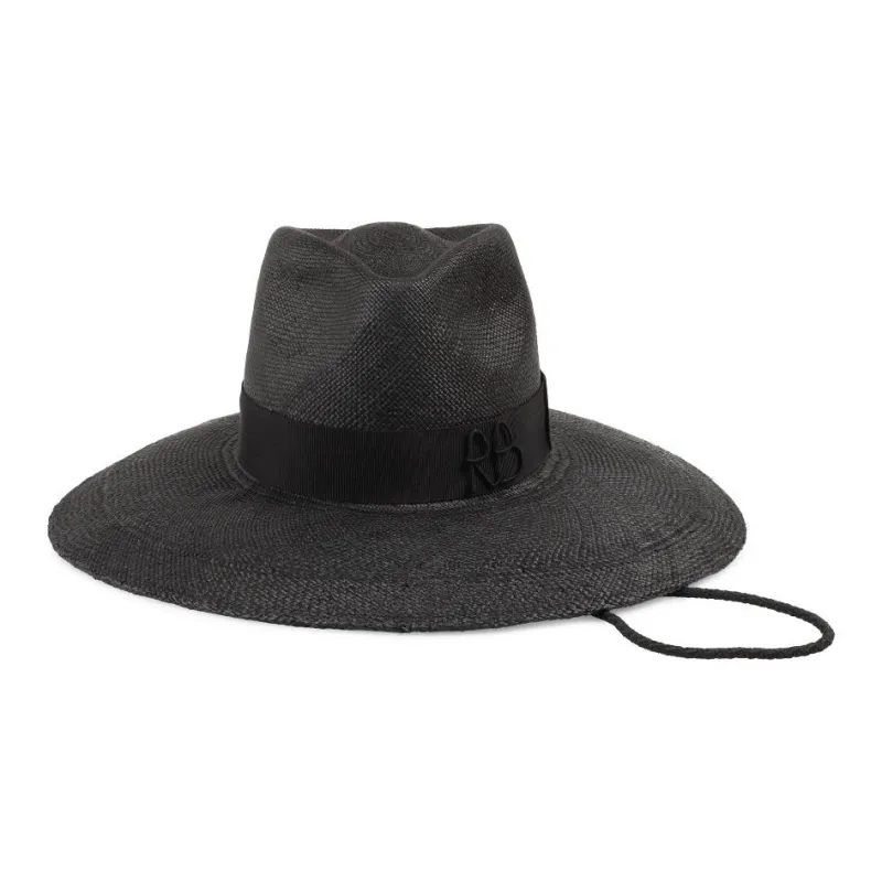 RUSLAN BAGINSKIY Monogram appliqué Wide brim Fedora Hat-1