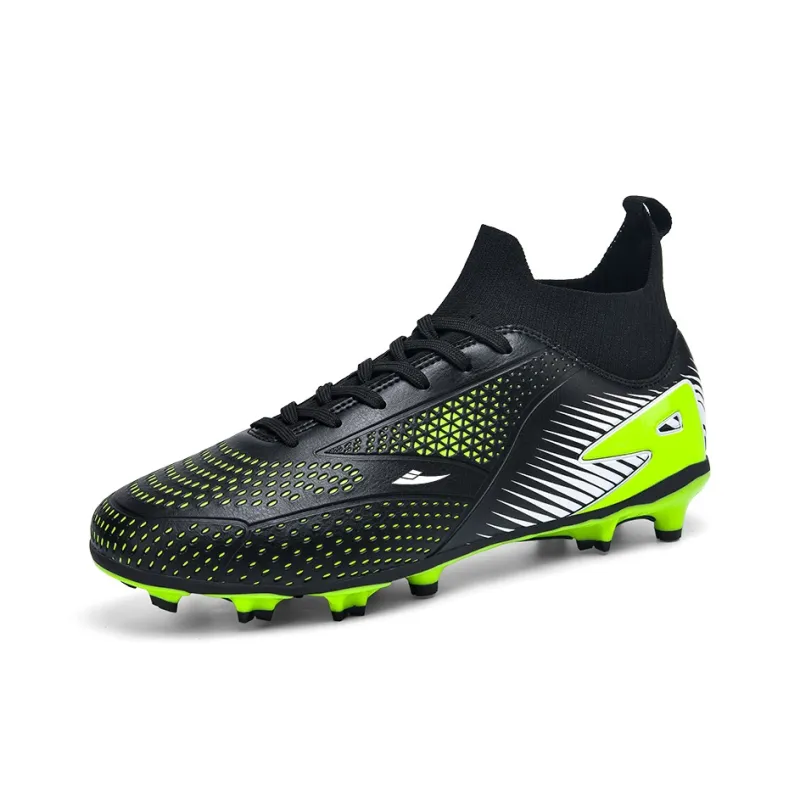 Kuding Soccer Shoes Unisex Mid Top Aqua/White Blue/Black Green-7