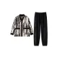 Black Pants+Zebra Print Top F66223 Men's