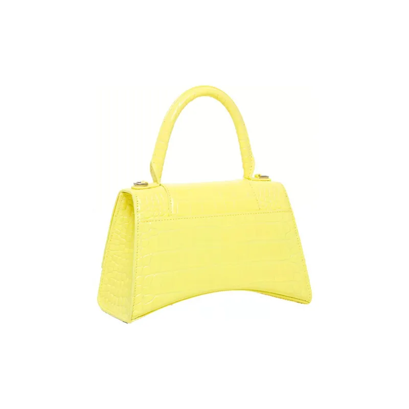 Balenciaga Hourglass Cow Leather Handbag Women's Yellow-1