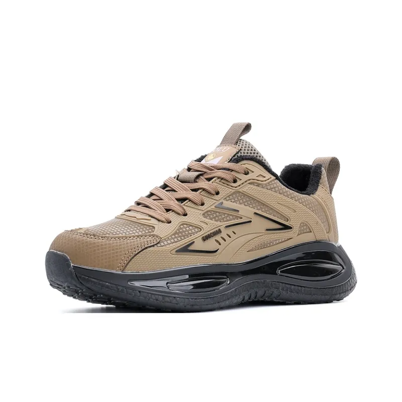 POLUDIYIPI Running Shoes Unisex Low Top Crystal Velvet Khaki-1
