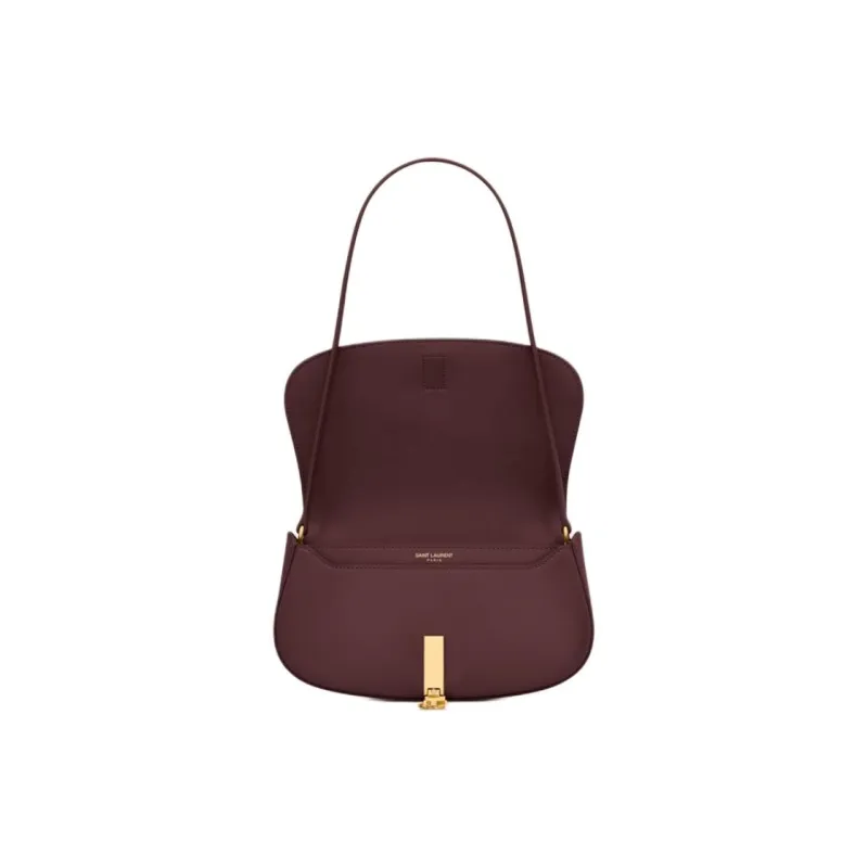 SAINT LAURENT Calfskin Shoulder Bag Women's Cabernet Sauvignon Red-5