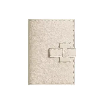 HERMES H Passant Epsom Leather Wallet Women's 10 Craie Milkshake White
