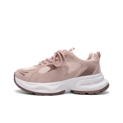 HUANQIU Breathable And Slip Resistant Low Top Chunky Sneakers Women's Pink