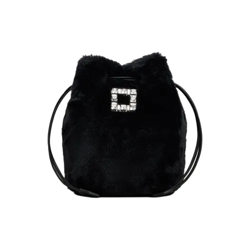 Roger Vivier Faux Fur Bucket Bags Shoulder Bag Crossbody Bag Women's Black