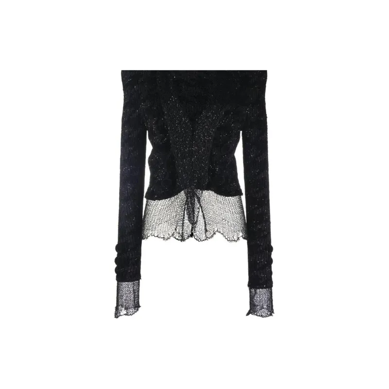 BALMAIN Sheer Tie front Knit Jacket-4