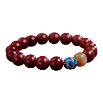 Red All Year Round Cinnabar Textile Beaded Bracelet Unisex
